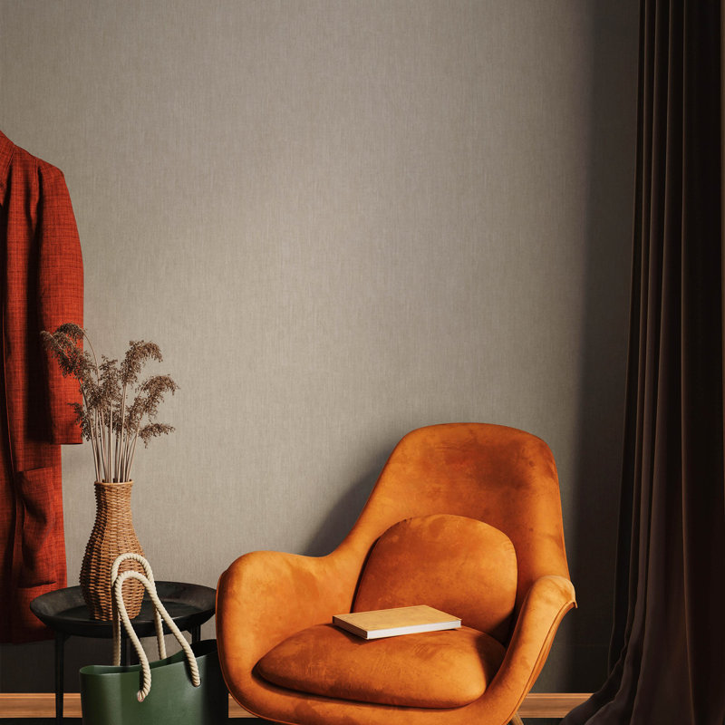 Earth Collection Textured Linen Effect Wallpaper Roll, Cream