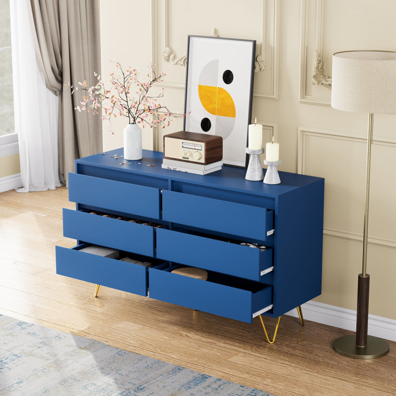 120 cm W Chest of 6 Drawers, Navy