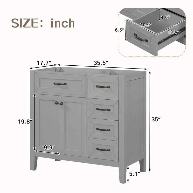 Base de meuble-lavabo simple 36 po seulement, Gris