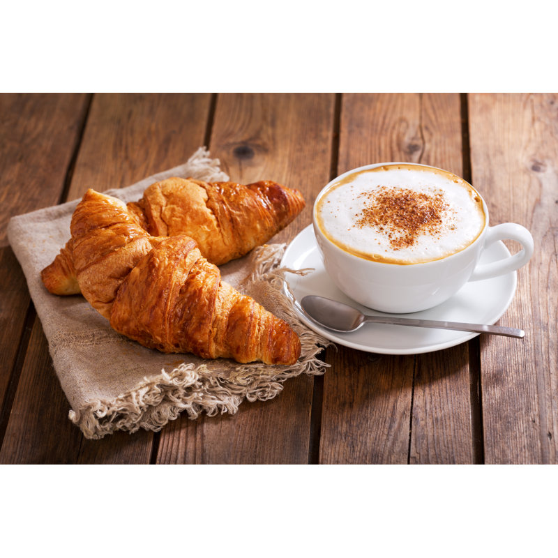 Coffee With Croissants - Wrapped Canvas Print, 51cm H x 76cm W x 3.8 cm D
