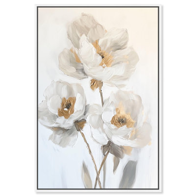 Art floral élégant sur toile argentée Flora II par 