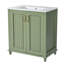  30'' Bathroom Vanity with Ceramic Sink, Freestanding Vanity Set with Hidden Drawer, Solid Wood Frame Storage Cabinet for Bathroom, Green