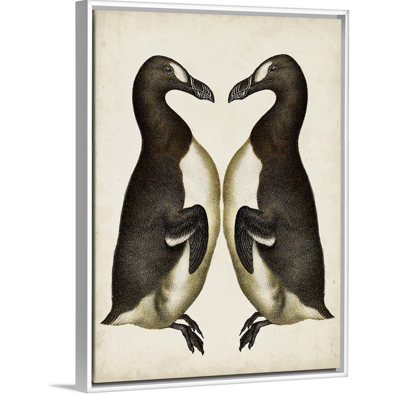 Décoration murale pour enfants penguins, Cadre pour toile flottant blanc, H 24 po x l 18 po x P 1,2 po