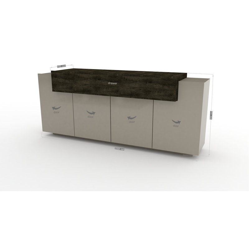 Basinger 200cm Sideboard, Sand/Dark Brown