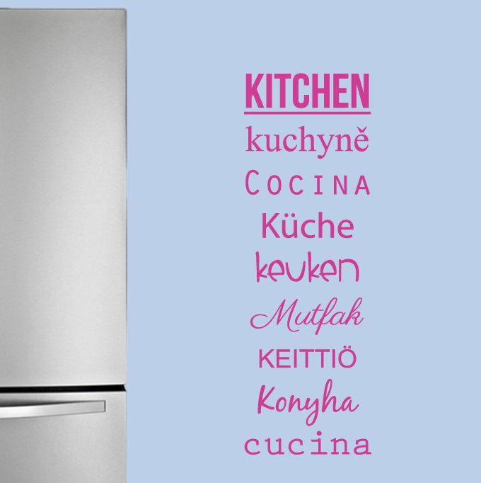 Décalcomanie murale mots pour la cuisine, Rose vif