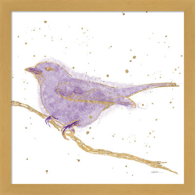 «Gilded Bird I Lavender» par Shirley Novak, art mural encadré