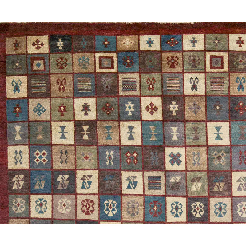 Wool Geometric Area Rug in Brown/Taupe