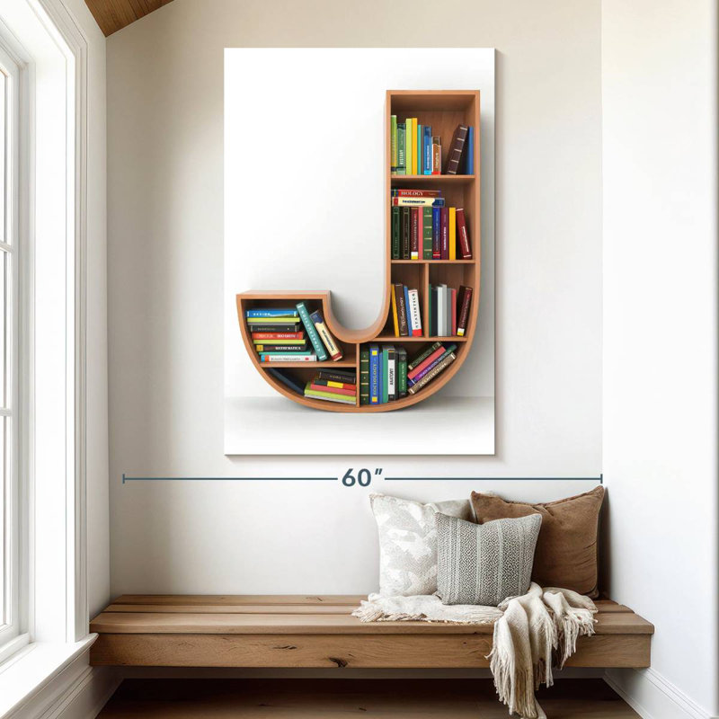 Keiri Letter J Bookshelf, 51" H x 34" W