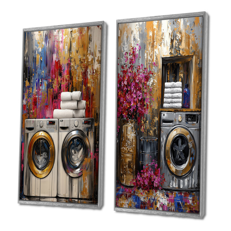 Ensemble de 2 pièces de savon à lessive or et mauve I - ensemble de décoration murale, H 28 po x l 24 po