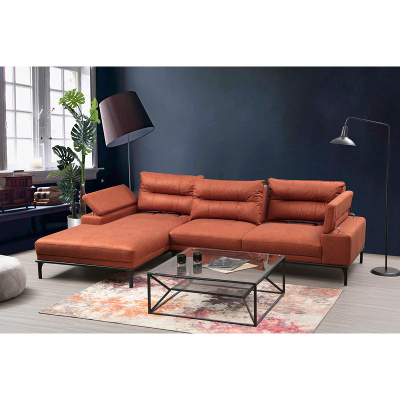 Canapé modulaire à angle large 121,65 po, Orange, Face à la gauche