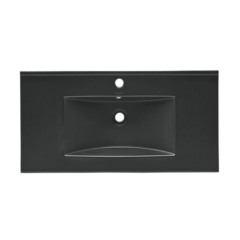 Ceramic Vanity Top, Matte Black, Single-Hole