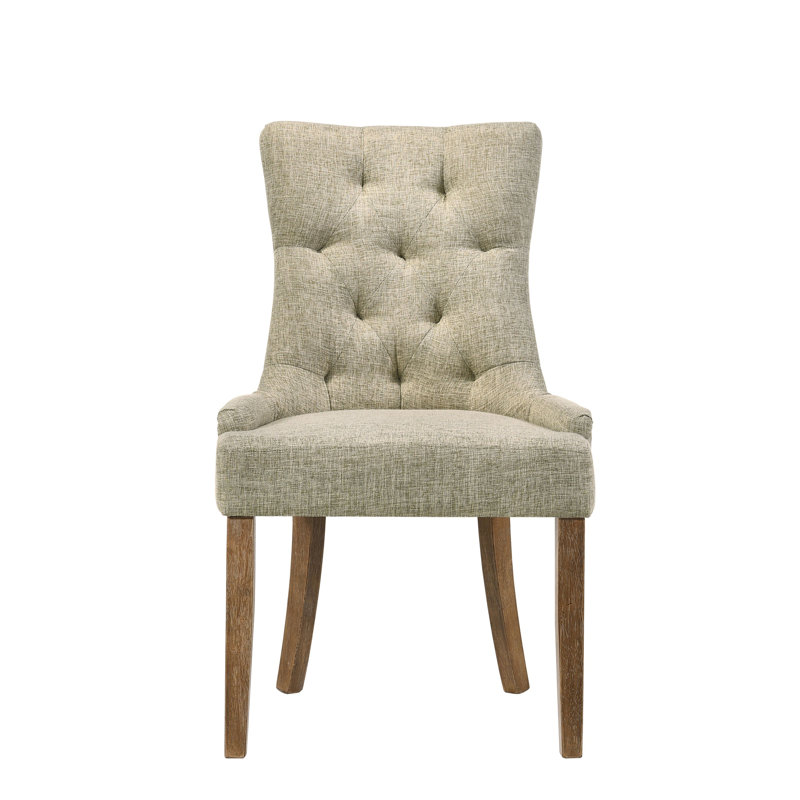 Chaises parson à dossier capitonné beige et chêne récupéré