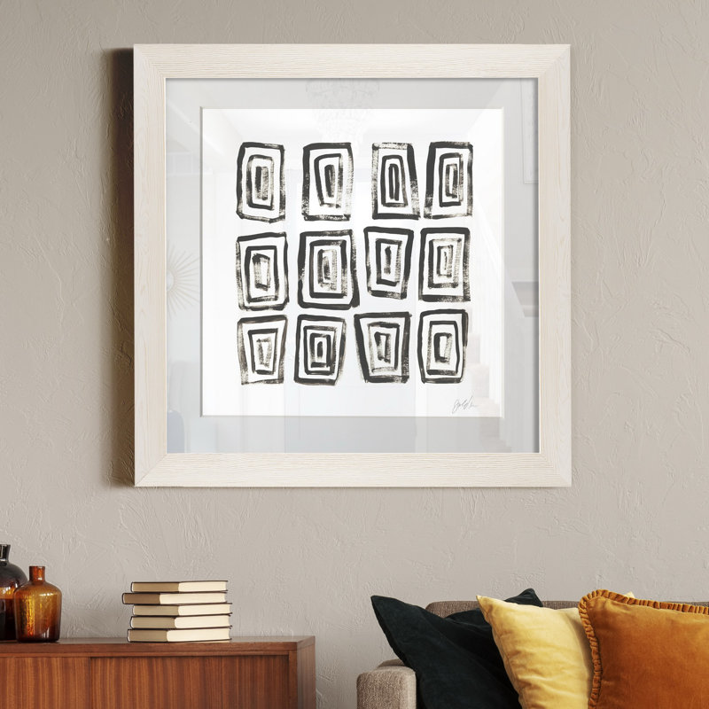 Mixed signaux IV-reproduction d’art sur papier encadrée, H 21 po x l 21 po x P 1 po, Cadre blanc