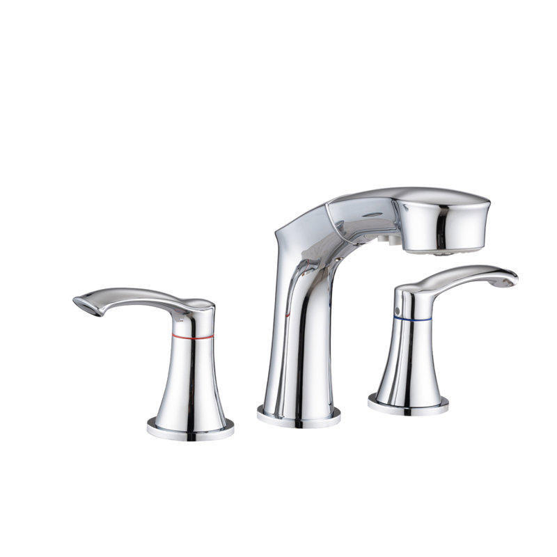Widespread Pull Out Sprayer Bathroom Faucet, 2-Handle Bathroom Sink Faucet, Chrome