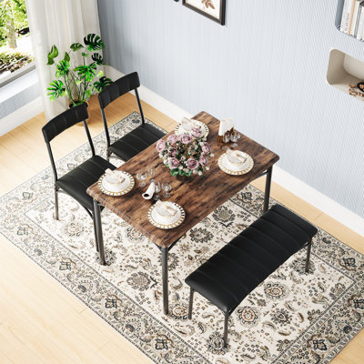 Dining Table Set for 4, Kitchen Table with 2 Chairs and bench