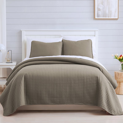 Ensemble de courtepointe surdimensionnée Vilano de Southshore Fine Linens, literie matelassée légère en microfibre doublement brossée et 1 taie d'oreiller, Twin/Twin XL, taupe foncé