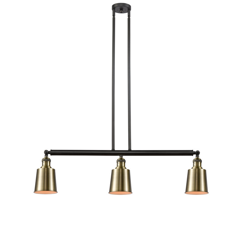 Luminaire suspendu linéaire à 3 lumières pour îlot de cuisine Shauna, Laiton antique noir, Noir mat, Ampoule non incluse