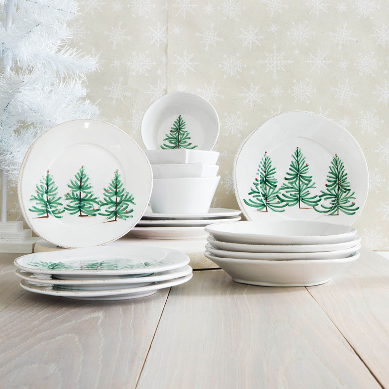 Lastra Holiday Handmade Stoneware Dinnerware Set - Service for 4