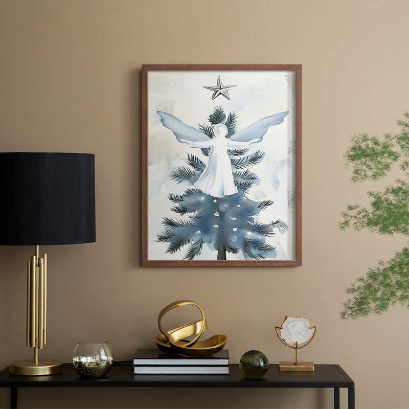 «Christmas Holiday Art XXXIX», reproduction encadrée - bois massif, H 30 po x l 24 po, Noyer