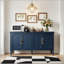 Buffet rétro bleu avec tablettes réglables pour un rangement polyvalent et une décoration intérieure élégante