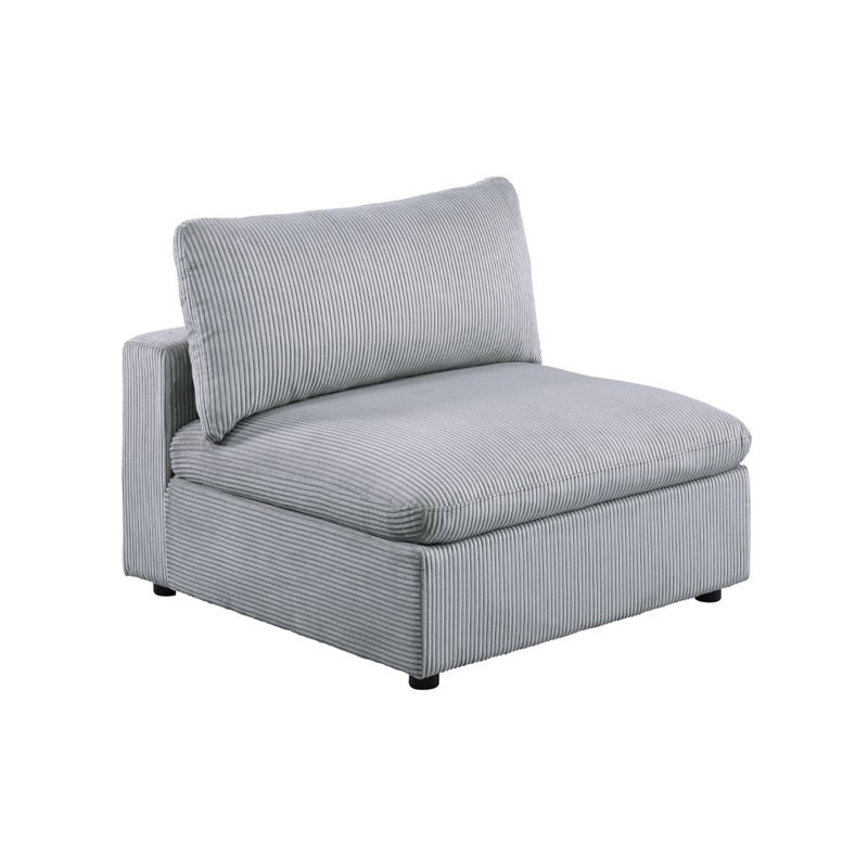 Fauteuil sans accoudoirs de 39 po Aleshya, Velours côtelé gris pâle