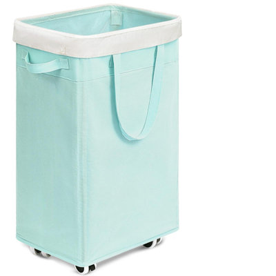 Rolling Laundry Basket With Wheels,75L Large Collapsible Laundry Hamper With Removable Wash Bag Space For Living Room, Blue