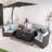 6 - Person Outdoor Steel Wicker Fire Pit Conversation Set - Gray