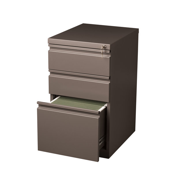 HOMCOM 3 Drawer Office Storage Cabinet, Under Desk Cabinet with Wheels,  Brown Wood Grain