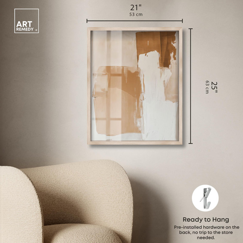 Terra Layers Shadowbox Print Boho Art par Art Remedy, H 25 po x l 21 po, Crème, crème