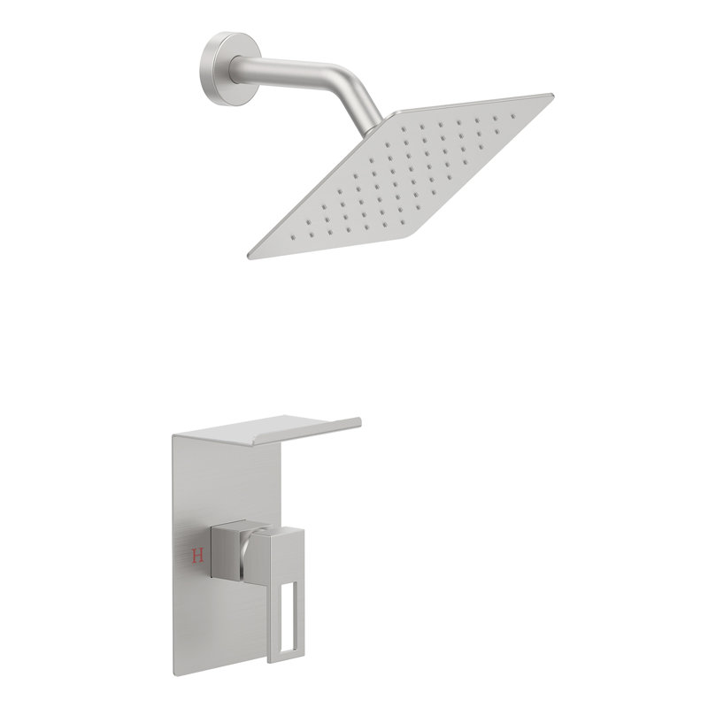 Topcraft 8-Inch Square Rainfall Shower System, Brushed Nickel