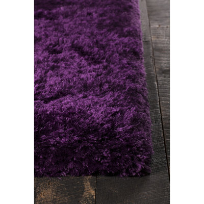 Joellen Authentic Hand-Woven Handmade High Pile & Thick Modern Classic Design Purple Shag Polyester Area Rug