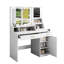 Bureau de maquillage avec lumières miroir, prises de courant et rangement pour bijoux-118603780