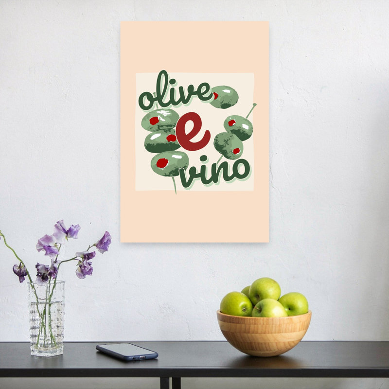 Olive E Vino, impression d'art rétro rétro, 24" H x 16" W