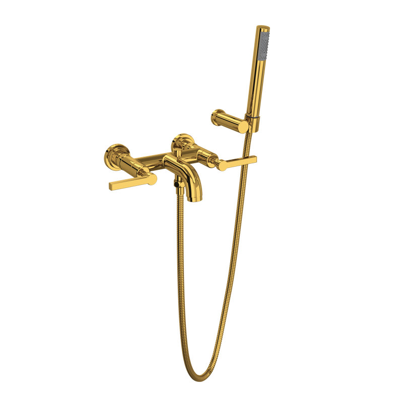 Lombardia® Double Handle Clawfoot Tub Faucet, Unlacquered Brass, Lever Handle