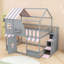 Lit superposé double au-dessus de double avec escalier de rangement et rangement-129235047
