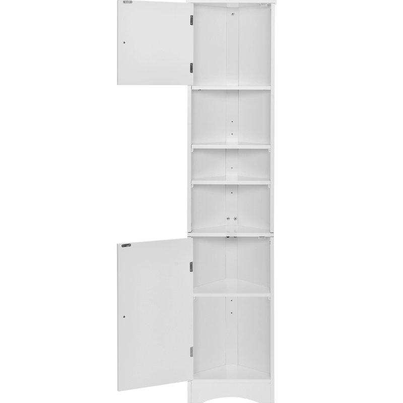 Multi-Functional Corner Cabinet, Tall Bathroom Storage Cabinet With Two Doors, Accent Cabinet, White