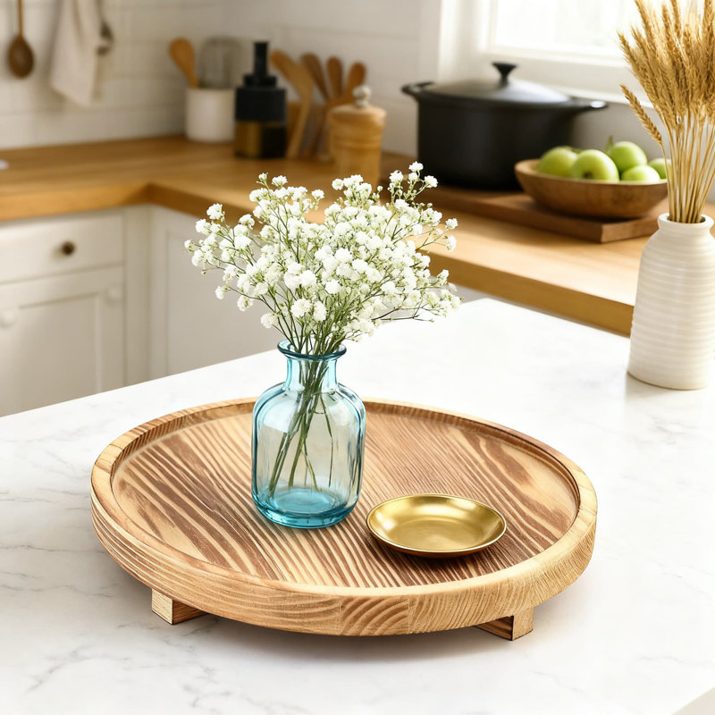Plateau rond en bois pour la décoration intérieure, comptoir de cuisine rustique, meuble-lavabo et table basse avec finition imperméable