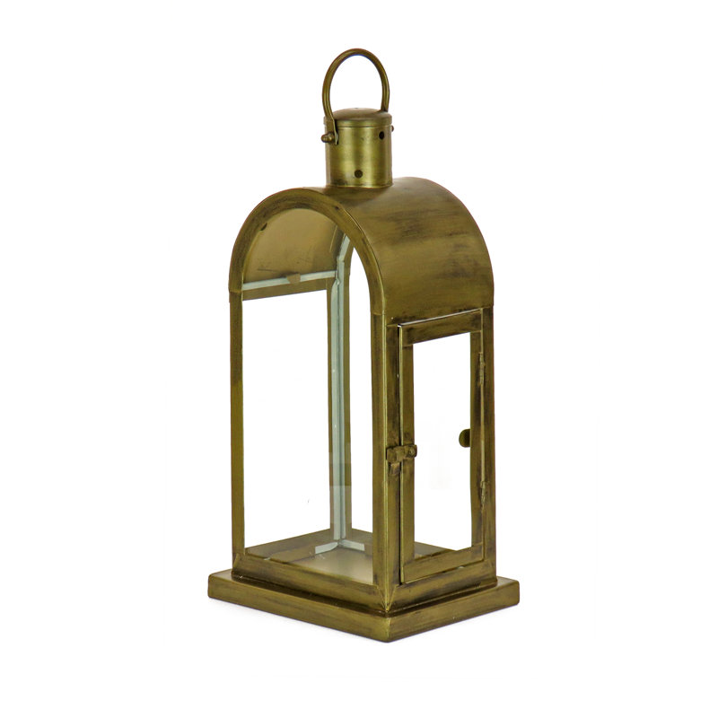 Grande lanterne arquée en bronze antique 28 "HGTV Home Collection 28", H 15,7 po x l 5,9 po x P 7,9 po