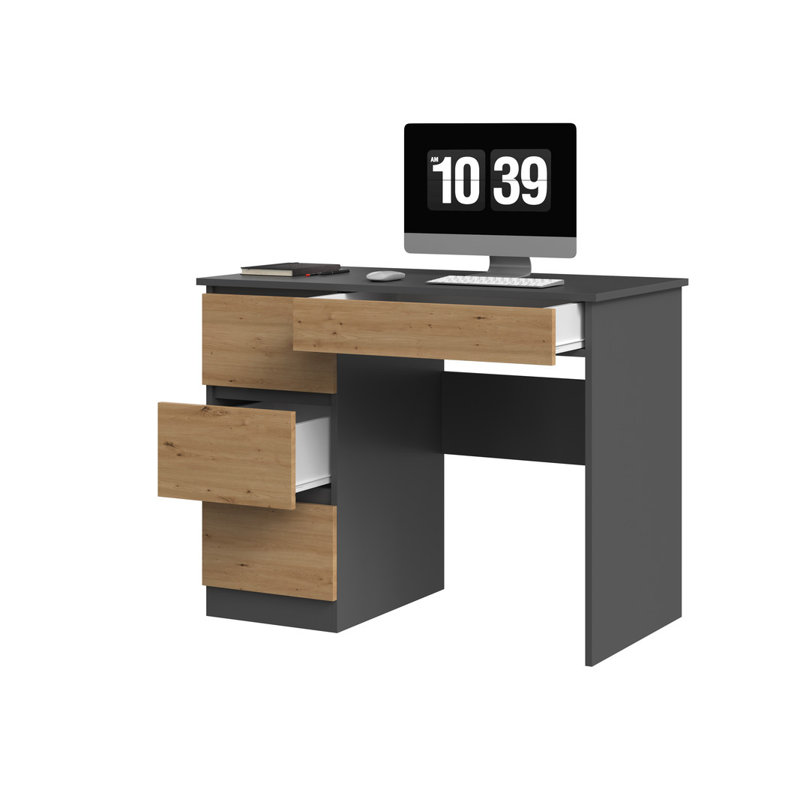 Eufelia Computer Desk, Left, Black/Walnut