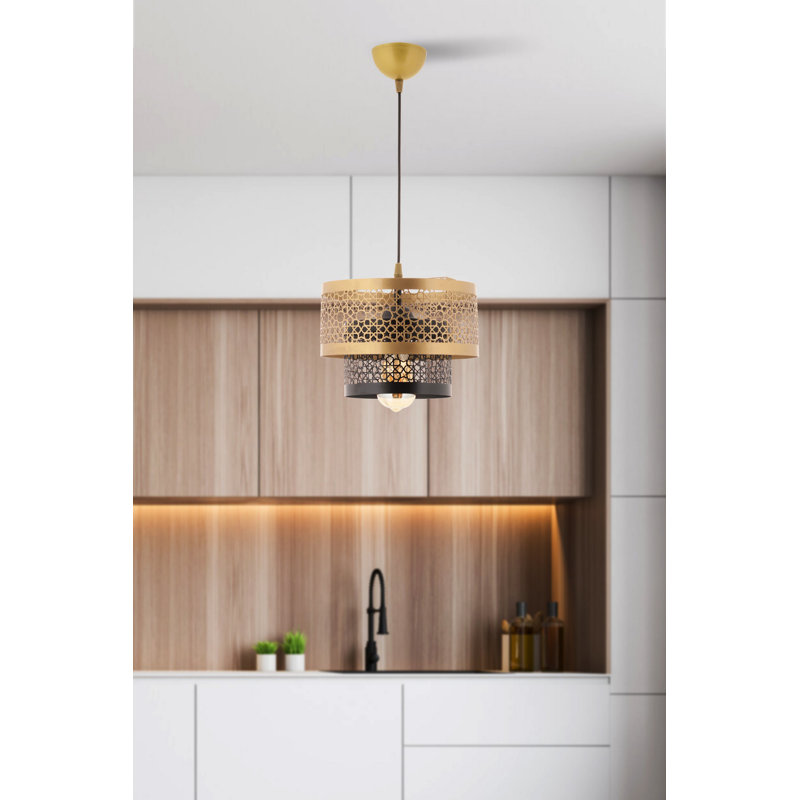 Elegant Black and Gold Chandelier, 11.8 x 11.8 x 8.7 inches | Durable Metal Body, 23.6 inches Total Height | E27 Socket (Max 40W), Bulb Not Included | Stylish Lighting for Living Room, Dining Room & Entryway Decor