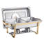 4 Qt Rectangle Chafing Dish Buffet Set Half Size Pan Stainless Steel Gold