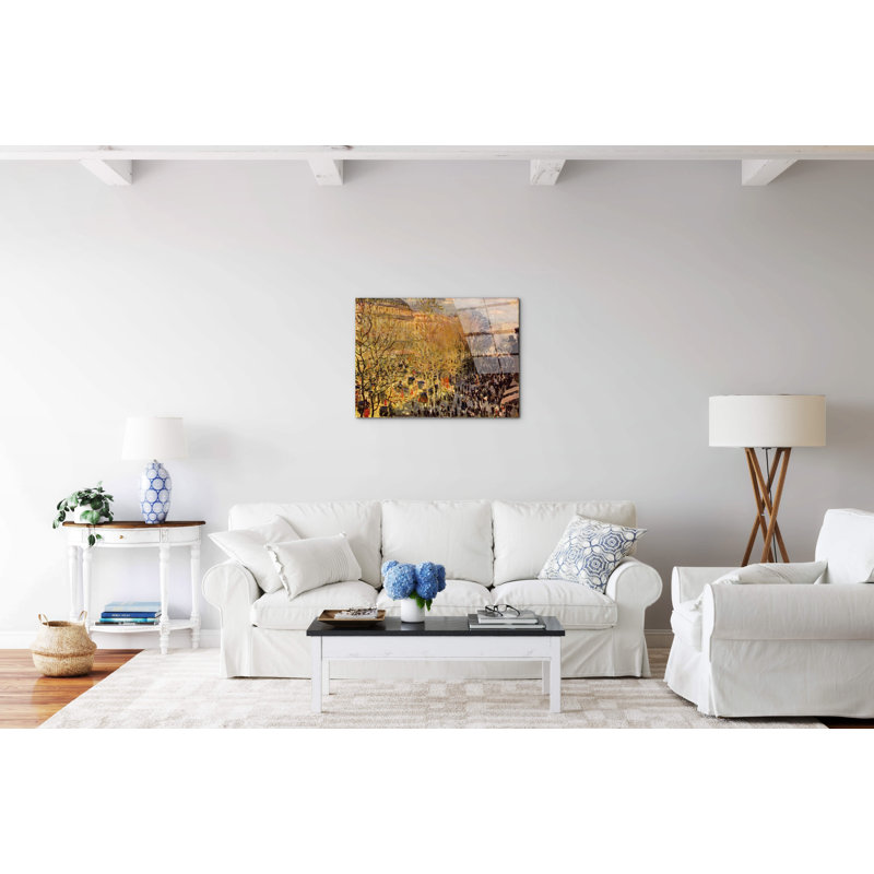 Boulevard of Capucines in Paris by Monet Claude 57cm H X 76cm W CrystalArt Material Acrylic Glass Effect, Frameless Panel Lightweight Ready to Hang