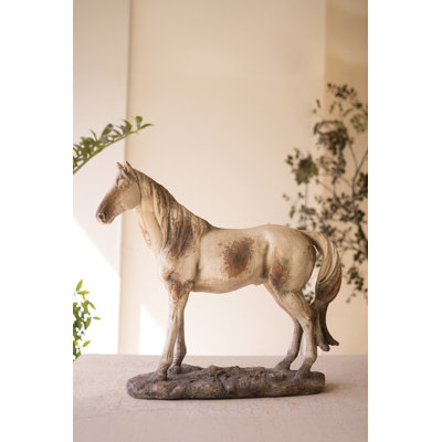 Kalalou Sculptural Horse Figurine with Distressed Antique Inspired Finish-28"H