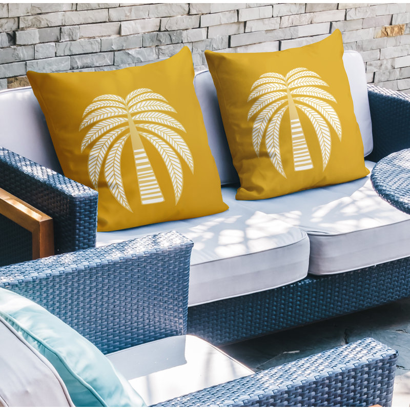 Housse et insert de coussin décoratif intérieur / extérieur en mélange de polyester, L 17 po x H 17 po, Jaune