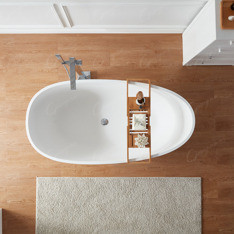 Pensen 59'' x 30.71'' Freestanding Soaking Solid Surface Bathtub