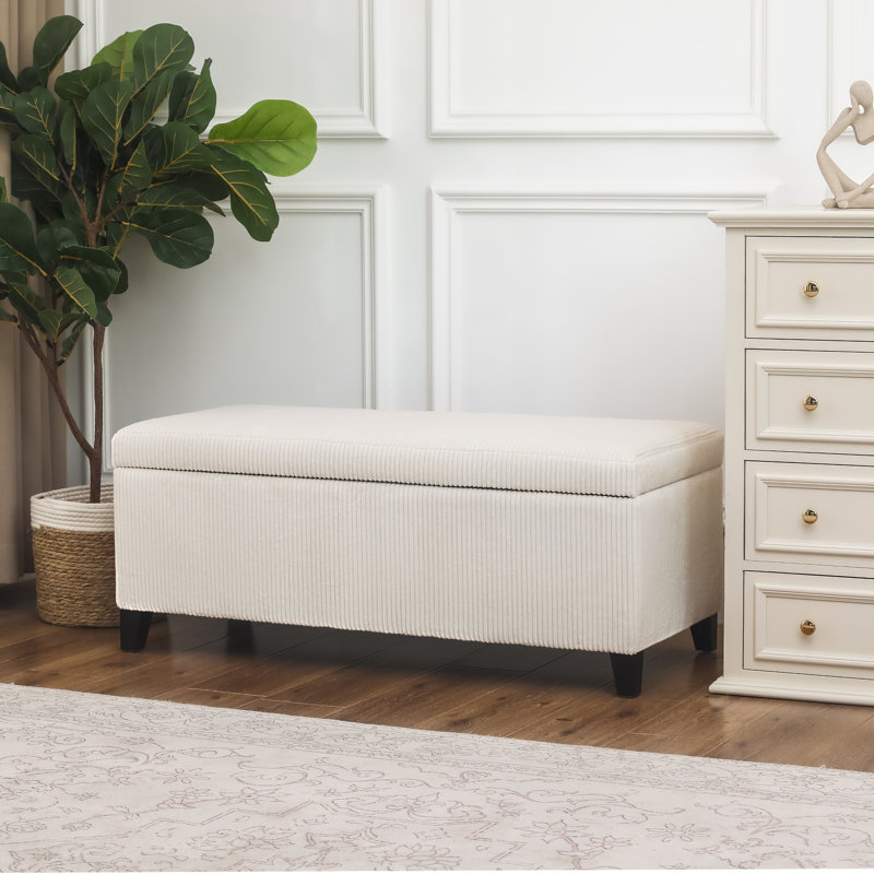 Banc de rangement avec repose-pieds à couvercle relevable l 42 po Bercume, Beige