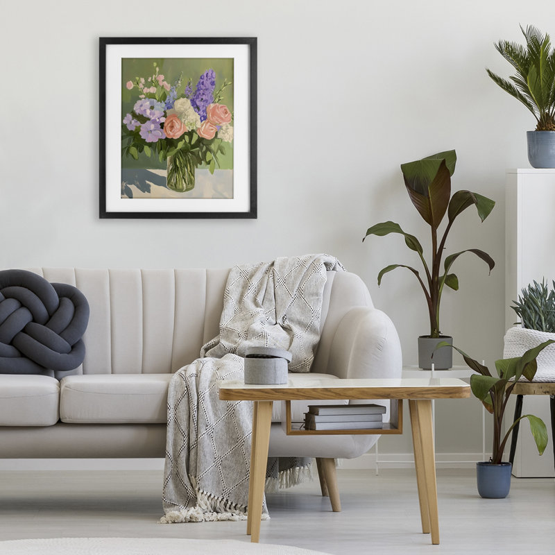«Mixed Roses & Lilacs Bouquet», reproduction imprimée sous verre, conception de The Prints Vibe, 21 x 17