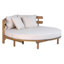 Topmax Outdoor Acacia Wood Round Lounge Chair, With Cushion And 4 Pillows, Perfect For The Backyard Or Poolside, Beige