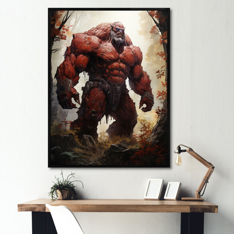 Mystic bourgogne forêt géant sur toile, Cadre flottant noir, H 32 po x l 16 po