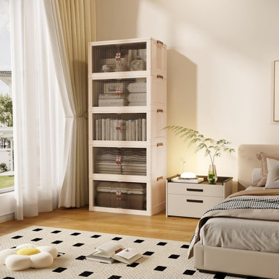 Stackable Storage Bins Folding Collapsible Storage Bins With Lid, Closet Organizers And Storage, Storage Box With Door